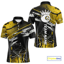 Load image into Gallery viewer, Black And Gold 8 Ball Crown Men&#39;s Billiard Shirts Custom Billiards Jerseys, Pool League Team Shirt TDM5132