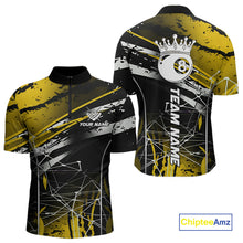 Load image into Gallery viewer, Black And Gold 8 Ball Crown Men&#39;s Billiard Shirts Custom Billiards Jerseys, Pool League Team Shirt TDM5132
