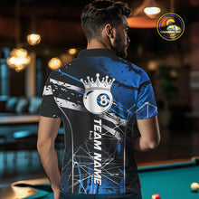 Load image into Gallery viewer, Black And Blue 8 Ball Crown Men&#39;s Billiard Shirts Custom Billiards Jerseys, Pool League Team Shirt TDM5133
