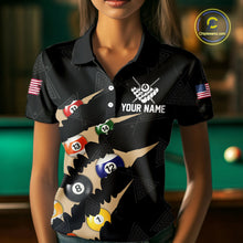 Load image into Gallery viewer, Personalized Scratch 8 Ball Billiard Shirt For Women Custom Pool Jersey, Billiard Team Shirt |Black TDM5990
