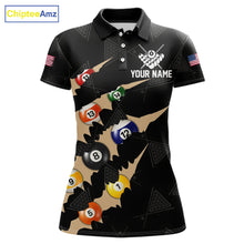 Load image into Gallery viewer, Personalized Scratch 8 Ball Billiard Shirt For Women Custom Pool Jersey, Billiard Team Shirt |Black TDM5990