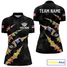 Load image into Gallery viewer, Personalized Scratch 8 Ball Billiard Shirt For Women Custom Pool Jersey, Billiard Team Shirt |Black TDM5990