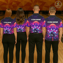 Load image into Gallery viewer, Custom Retro Funny Neon Bowling Shirt For Women, Pink And Purple Bowling Team Jersey Polo &amp; 1/4 Zip TDM6220
