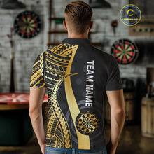 Load image into Gallery viewer, Personalized Black And Golden Tribal Dart Shirts For Men Custom Dart Jersey Team Polo &amp; 1/4 Zip TDM4105