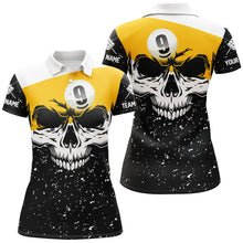 Load image into Gallery viewer, Funny Skull 9 Ball Pool Custom Grunge Black White Billiard Shirts For Women, Billiard Jerseys Apparel TDM2139