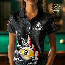 Load image into Gallery viewer, Funny Claw Tearing US Flag 9 Ball Pool Custom Billiard Shirts For Women, Patriotic Billiard Jerseys TDM4473