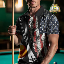 Load image into Gallery viewer, Retro Grunge American Flag 9 Ball Pool Billiard Shirt For Men Custom Patriotic Billiard Team Jersey TDM4474