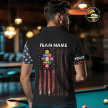 Load image into Gallery viewer, Retro Grunge American Flag 9 Ball Pool Billiard Shirt For Men Custom Patriotic Billiard Team Jersey TDM4474