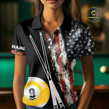 Load image into Gallery viewer, Retro Grunge American Flag 9 Ball Pool Billiard Shirt For Women Custom Patriotic Billiard Team Jersey TDM4474