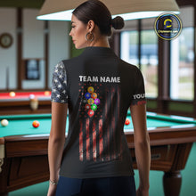Load image into Gallery viewer, Retro Grunge American Flag 9 Ball Pool Billiard Shirt For Women Custom Patriotic Billiard Team Jersey TDM4474