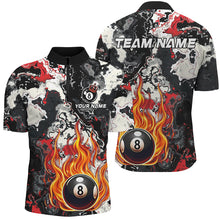 Load image into Gallery viewer, Flame 8 Ball Pool Abstract Smoke Pattern Custom Men Billiard Shirts, Grunge Billiard Jerseys |Red TDM2644