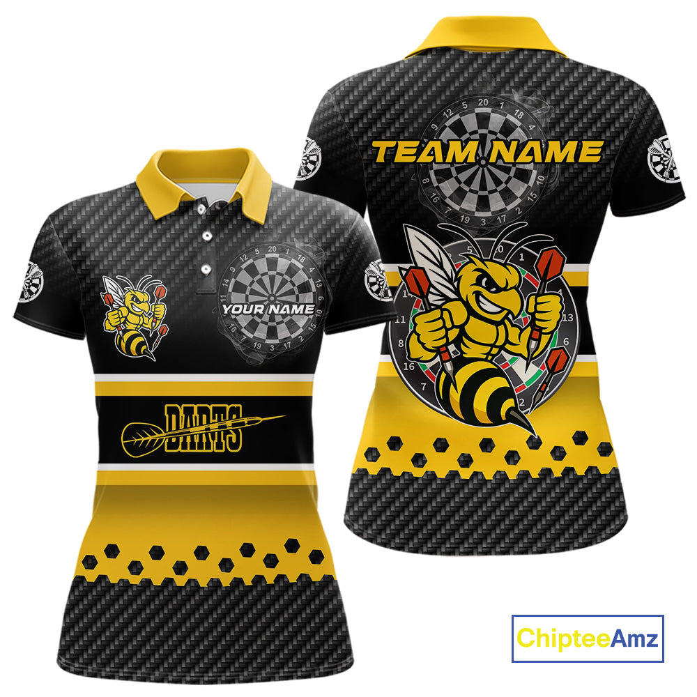 Yellow Black Darts Bee Custom Name Darts Shirts For Women, Funny Darts Apparel, Best Darts Gifts TDM4918