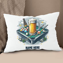 Load image into Gallery viewer, Funny Billiard Balls And Beer Custom White Pillow, Billiard Pillow Gifts TDM0839