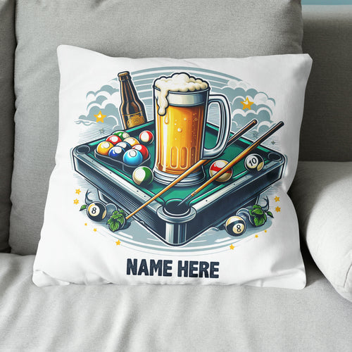 Funny Billiard Balls And Beer Custom White Pillow, Billiard Pillow Gifts TDM0839