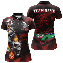 Load image into Gallery viewer, Personalized Red Smoke Skull Billiard Shirts For Women Custom Death Skeleton Billiard Jerseys TDM3364