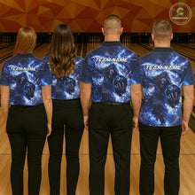 Load image into Gallery viewer, Blue Grim Reaper Fire Smoke Bowling Jersey For Men Custom Bowling Team Shirt Polo &amp; 1/4 Zip TDM6234