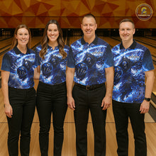 Load image into Gallery viewer, Blue Grim Reaper Fire Smoke Bowling Jersey For Men Custom Bowling Team Shirt Polo &amp; 1/4 Zip TDM6234