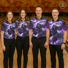 Load image into Gallery viewer, Purple Grim Reaper Fire Smoke Bowling Jersey For Women Custom Bowling Team Shirt Polo &amp; 1/4 Zip TDM6235