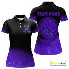 Load image into Gallery viewer, Personalized Sea Purple Gradient Darts Polo &amp; Quarter Zip Custom Dart Shirts For Women Dart Jerseys TDM4709