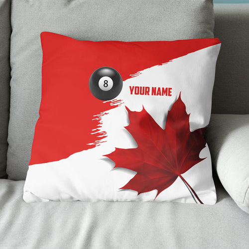 Personalized Canada Leaf Billiard Pillow, Billiard Canadian Flag Pillows TDM0853