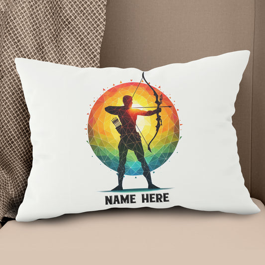 Colorful Men Archer Custom Name White Pillow, Best Archery Pillow Gifts TDM0857