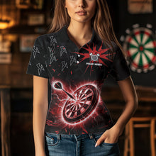 Load image into Gallery viewer, Custom Dart Jerseys For Women, Black And Red Dartboard Thunder Lightning Darts Shirts Polo &amp; 1/4 Zip TDM3666