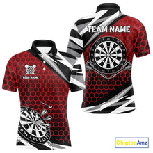 Load image into Gallery viewer, Personalized Dartboard Red Hexagon Dart Shirts For Men Custom Team Polo &amp; 1/4 Zip Darts Jerseys TDM4116