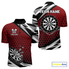 Load image into Gallery viewer, Personalized Dartboard Red Hexagon Dart Shirts For Men Custom Team Polo &amp; 1/4 Zip Darts Jerseys TDM4116