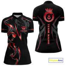 Load image into Gallery viewer, Customized 8 Ball Pool Crown Women Billiard Shirts, Red And Black Billiard Team Shirt Pool Jerseys TDM4728