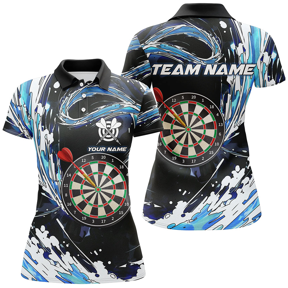 Personalized Blue Waves 3D Dart Board Polo Shirts Custom Dart Shirts For Women Dart Jerseys TDM1188