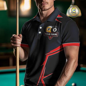 Billiard Jerseys For Men Custom Polo & 1/4 Zip Billiard Team Shirt, 8 Ball & 9 Ball Pool Shirt|Red TDM3830