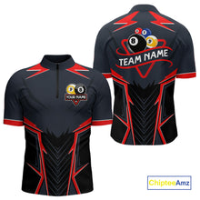Load image into Gallery viewer, Billiard Jerseys For Men Custom Polo &amp; 1/4 Zip Billiard Team Shirt, 8 Ball &amp; 9 Ball Pool Shirt|Red TDM3830