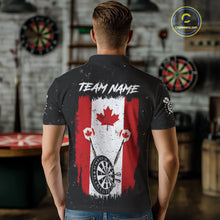 Load image into Gallery viewer, Customized Grunge Canada Flag Smoke Darts Polo &amp; Quarter-Zip Shirt, Patriotic Dart Jersey For Men TDM4129