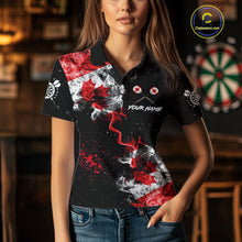 Load image into Gallery viewer, Customized Grunge Canada Flag Smoke Darts Polo &amp; Quarter-Zip Shirt, Patriotic Dart Jersey For Women TDM4129