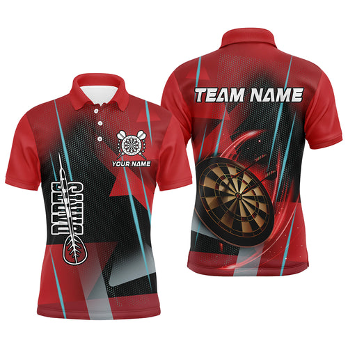 Personalized 3D All Over Print Darts Polo & Quarter-Zip Shirts For Men Custom Red Darts Team Jersey TDM1958
