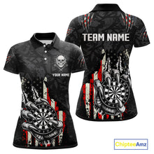 Load image into Gallery viewer, Funny Claw Tearing US Flag Darts Shirt For Women Custom Patriotic Skull Darts Team Jerseys TDM4503