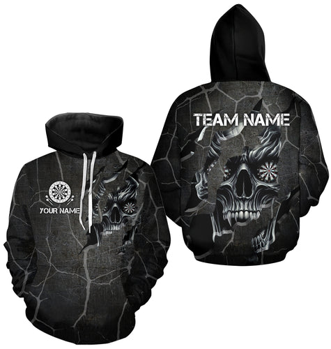 Personalized Skull Black Grunge Darts Hoodie For Men And Women Custom Darts Team Jersey Hoodie TDM2430