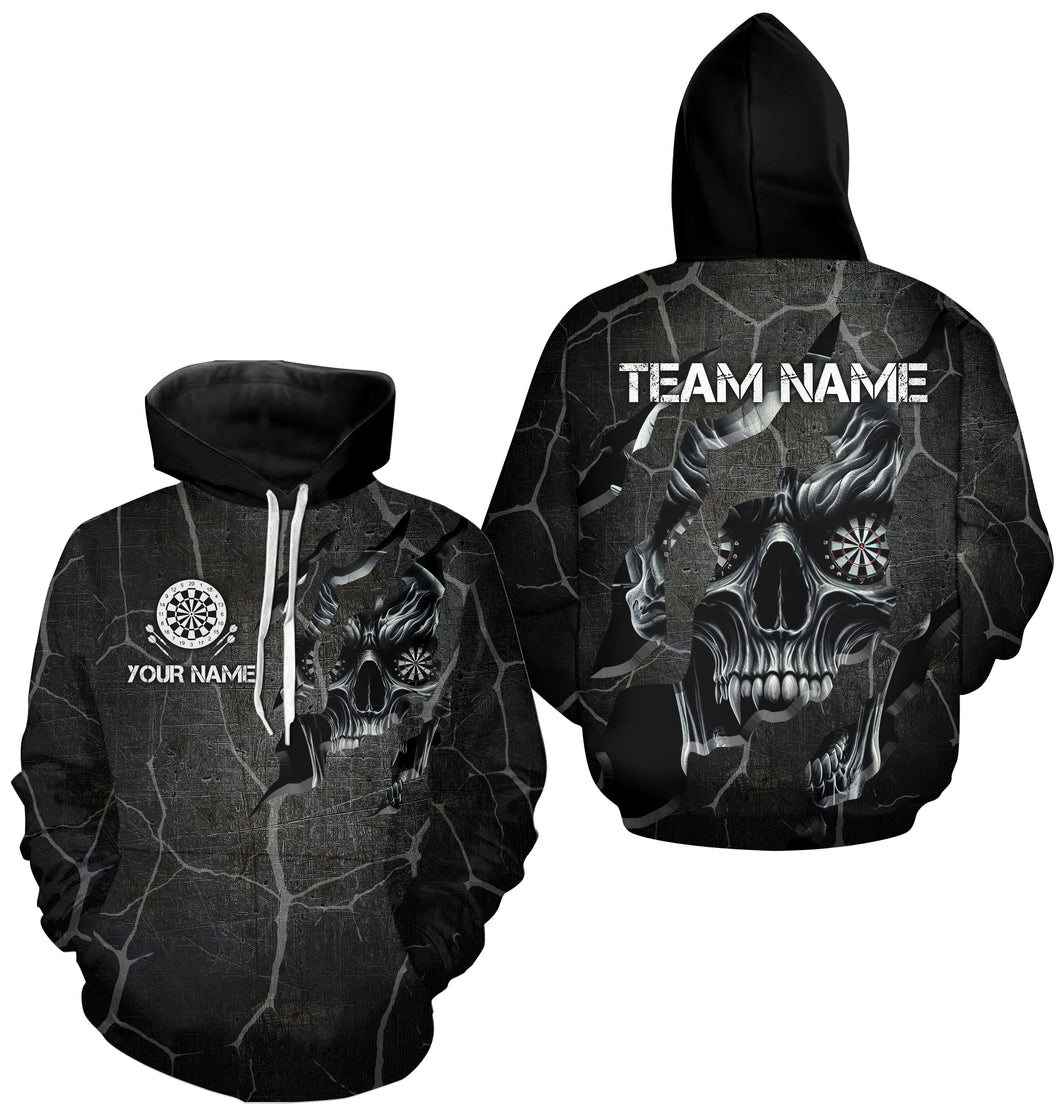 Personalized Skull Black Grunge Darts Hoodie For Men And Women Custom Darts Team Jersey Hoodie TDM2430