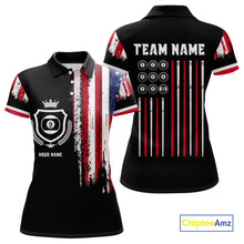 Load image into Gallery viewer, Personalized Grunge American Flag 9 Ball Pool Team Shirt For Women Custom Patriotic Billiard Shirts TDM4733