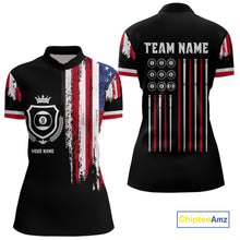 Load image into Gallery viewer, Personalized Grunge American Flag 9 Ball Pool Team Shirt For Women Custom Patriotic Billiard Shirts TDM4733