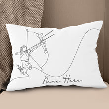 Load image into Gallery viewer, Customized Archery Player Line Drawing White Pillow, Archery Pillow Gift TDM0871
