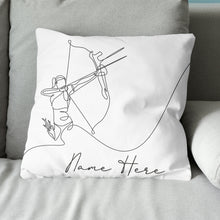 Load image into Gallery viewer, Customized Archery Player Line Drawing White Pillow, Archery Pillow Gift TDM0871