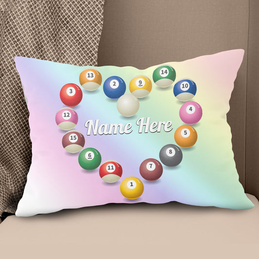 Customized Billiard Balls Heart Shape Pillow, Valentine Gifts For Pooler TDM0874