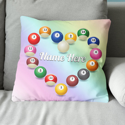 Customized Billiard Balls Heart Shape Pillow, Valentine Gifts For Pooler TDM0874