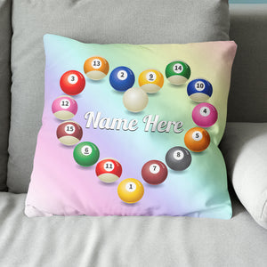 Customized Billiard Balls Heart Shape Pillow, Valentine Gifts For Pooler TDM0874