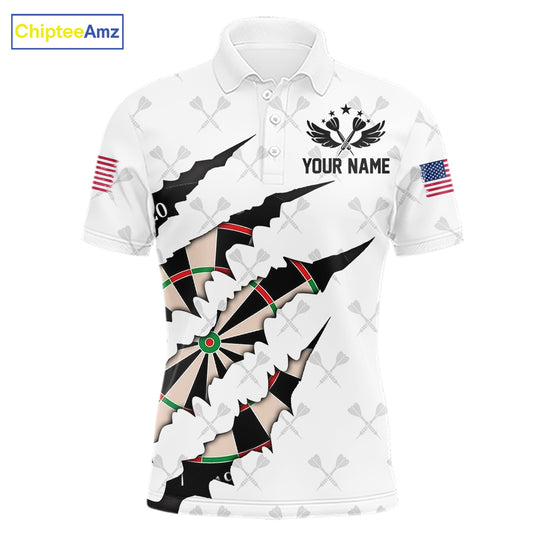 Personalized Scratch Darts Shirt For Men Custom Darts Jersey Team Polo & Quarter Zip |White TDM5867