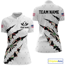 Load image into Gallery viewer, Personalized Scratch Darts Shirt For Women Custom Darts Jersey Team Polo &amp; Quarter Zip |White TDM5867