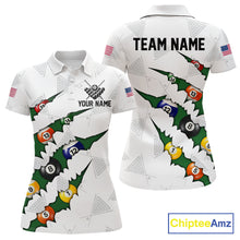 Load image into Gallery viewer, Personalized Scratch 8 Ball Billiard Shirt For Women Custom Pool Jersey, Billiard Team Shirt |Green TDM5869