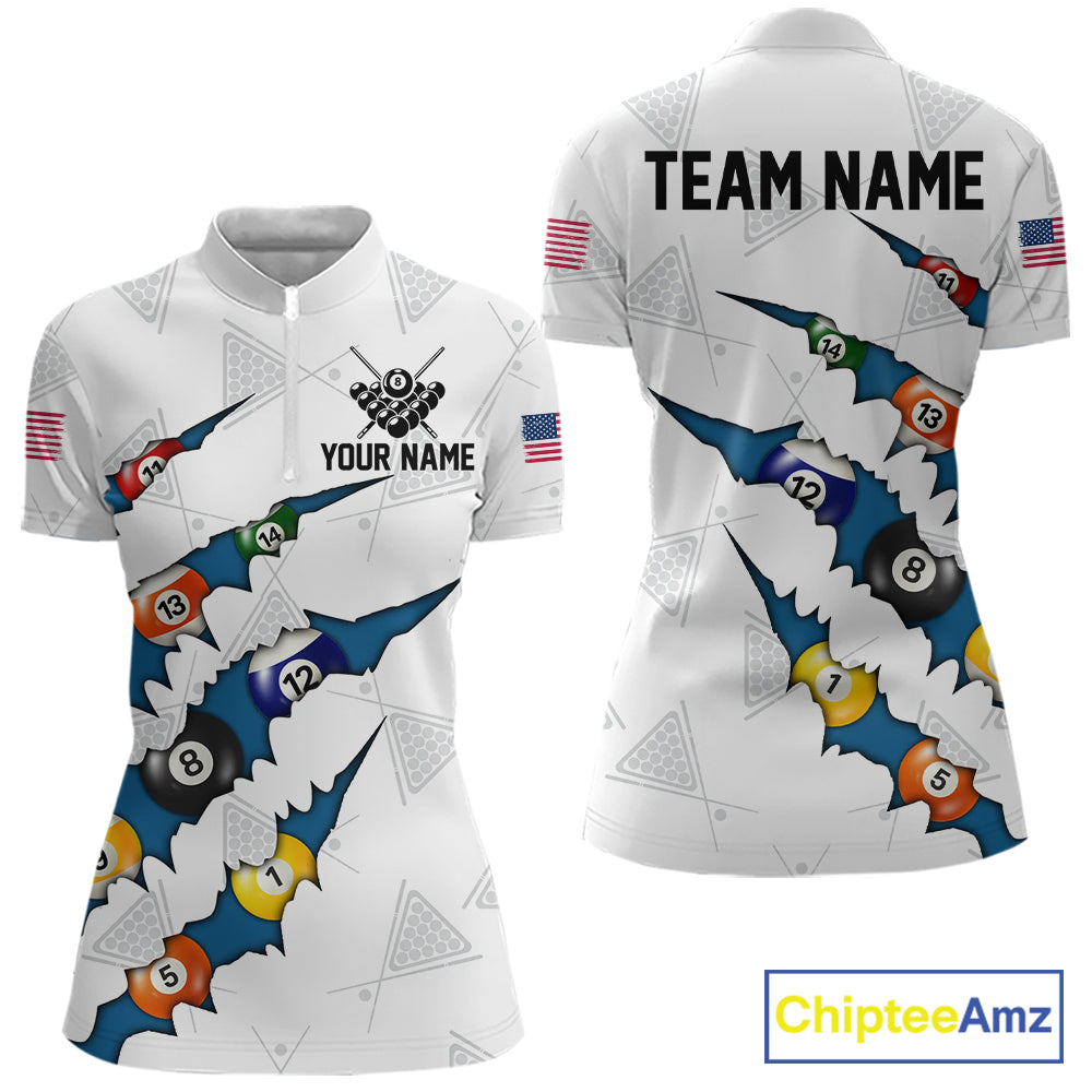Personalized Scratch 8 Ball Billiard Shirt For Women Custom Pool Jersey, Billiard Team Shirt |Blue TDM5870