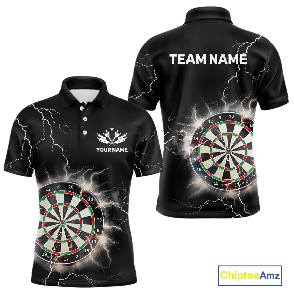 Custom Dartboard Thunder Lightning Dart Shirts For Men | Darts Polo & 1/4 Zip Team Jerseys TDM3961